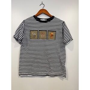 Victoria Jones Petite Womens Vintage Top Medium Safari Grandmacore Animals